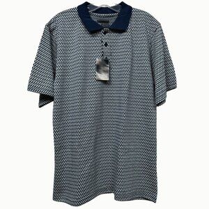 PX Premium Xpression Navy Diamond Pattern Short Sleeve Polo Shirt NWT Size L